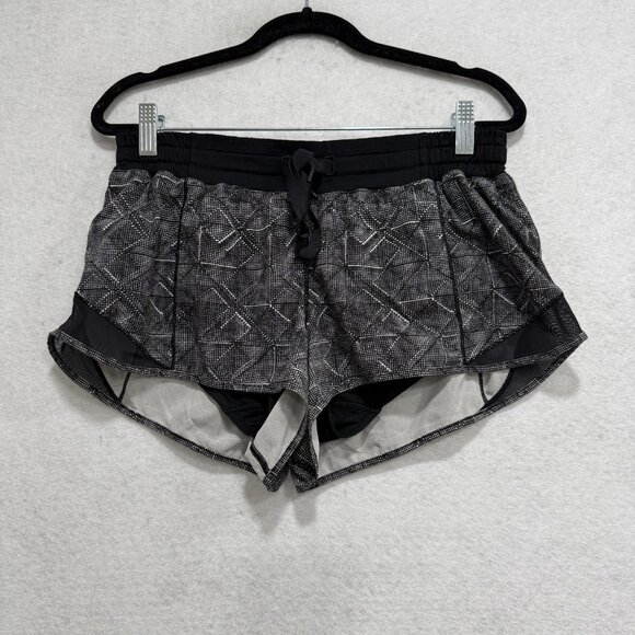 Lululemon Shorts Womens 8 Black Gray Reflective Running Built-In Liner Pocket - Picture 1 of 9